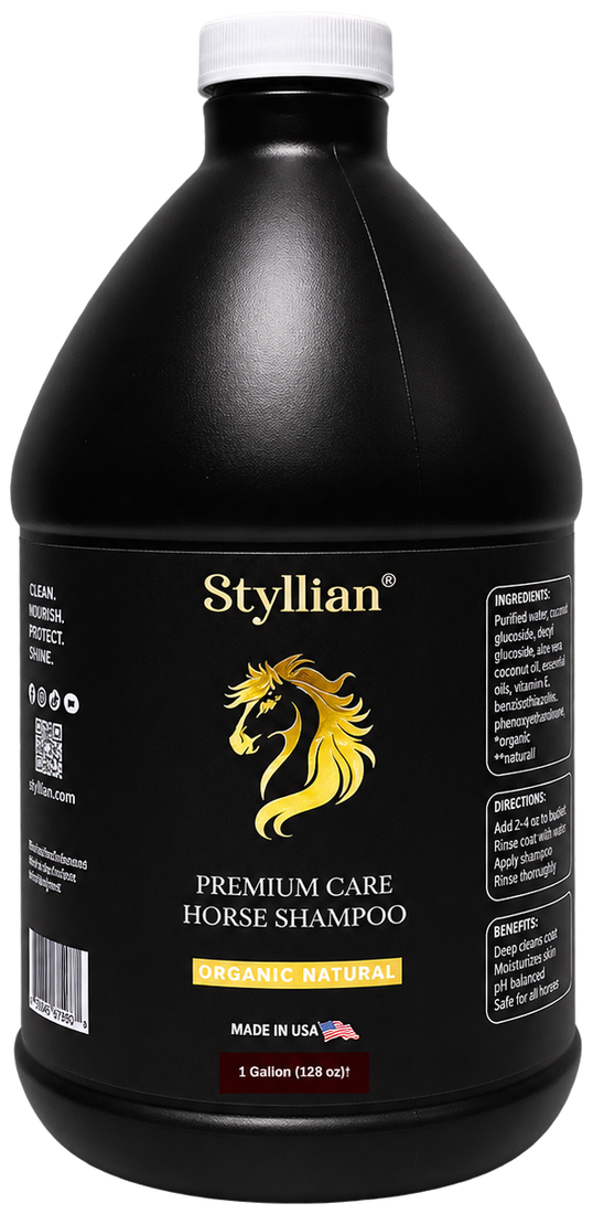 Styllian Premium Care horse shampoo, 128 oz bottle